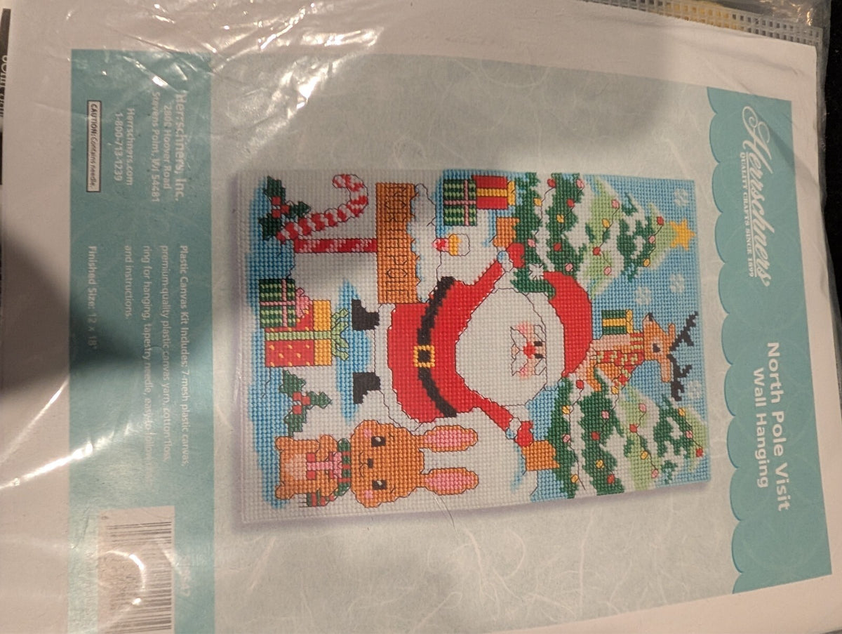 2 Holiday Plastic Canvas Kits Herrschners Santa Wall Hanging Halloween Gnomes