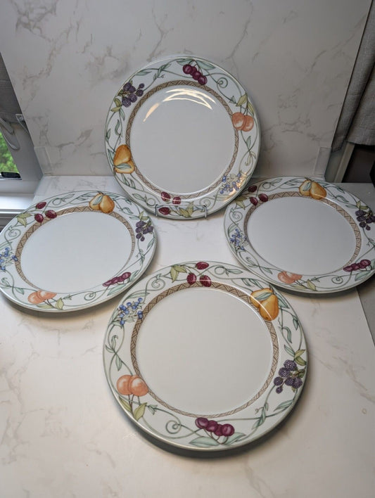 Dansk Umbrian Fruits Set of 4 Dinner Plates 10 7/8 Inch Portugal