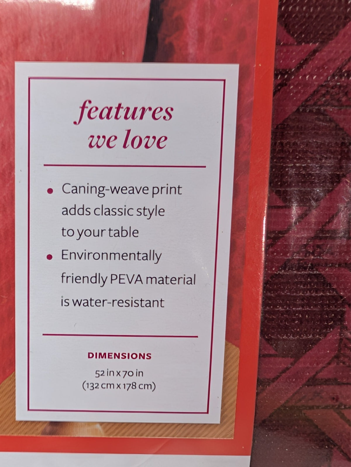 Better Homes & Gardens Classic Caning Mantel Tablecloth 52x70 Red Burgundy NOS