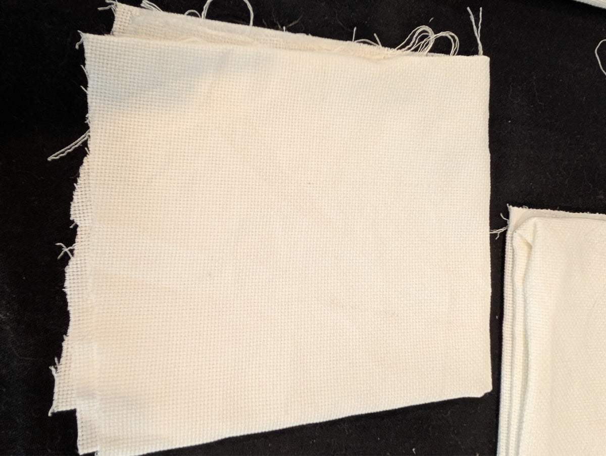 3 Pcs 14 Count Cream Off White Aida Cloth Cross Stitch Fabric Remnants Lot