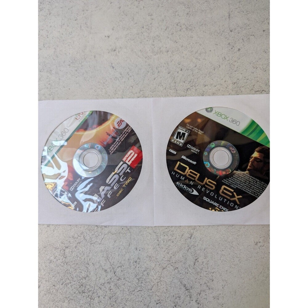 Xbox 360 Game Lot 5 Discs Mass Effect 2 3 Deus Ex KOTOR II Tested