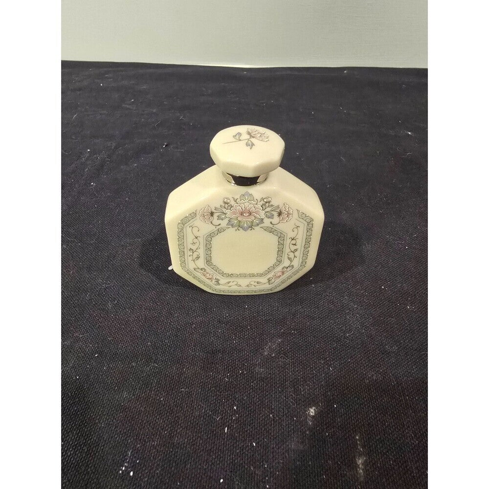 Lenox Charleston 3" Perfume/Scent Bottle Gray/Pink Floral New