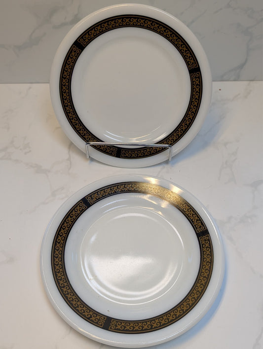 Pyrex Tableware by Corning Bread & Butter Plate Pyrex Ebony/Fleur-de-Lis Pattern