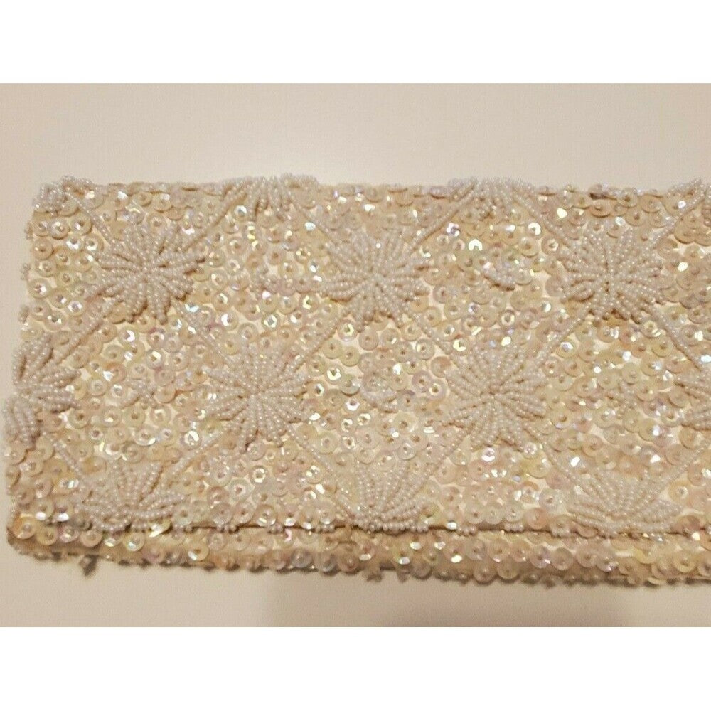 Vintage Hand Beaded White Evening Clutch/Purse - As Is