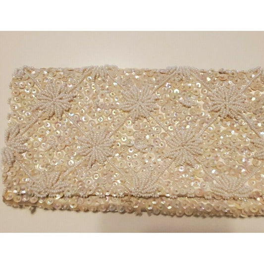 Vintage Hand Beaded White Evening Clutch/Purse - As Is