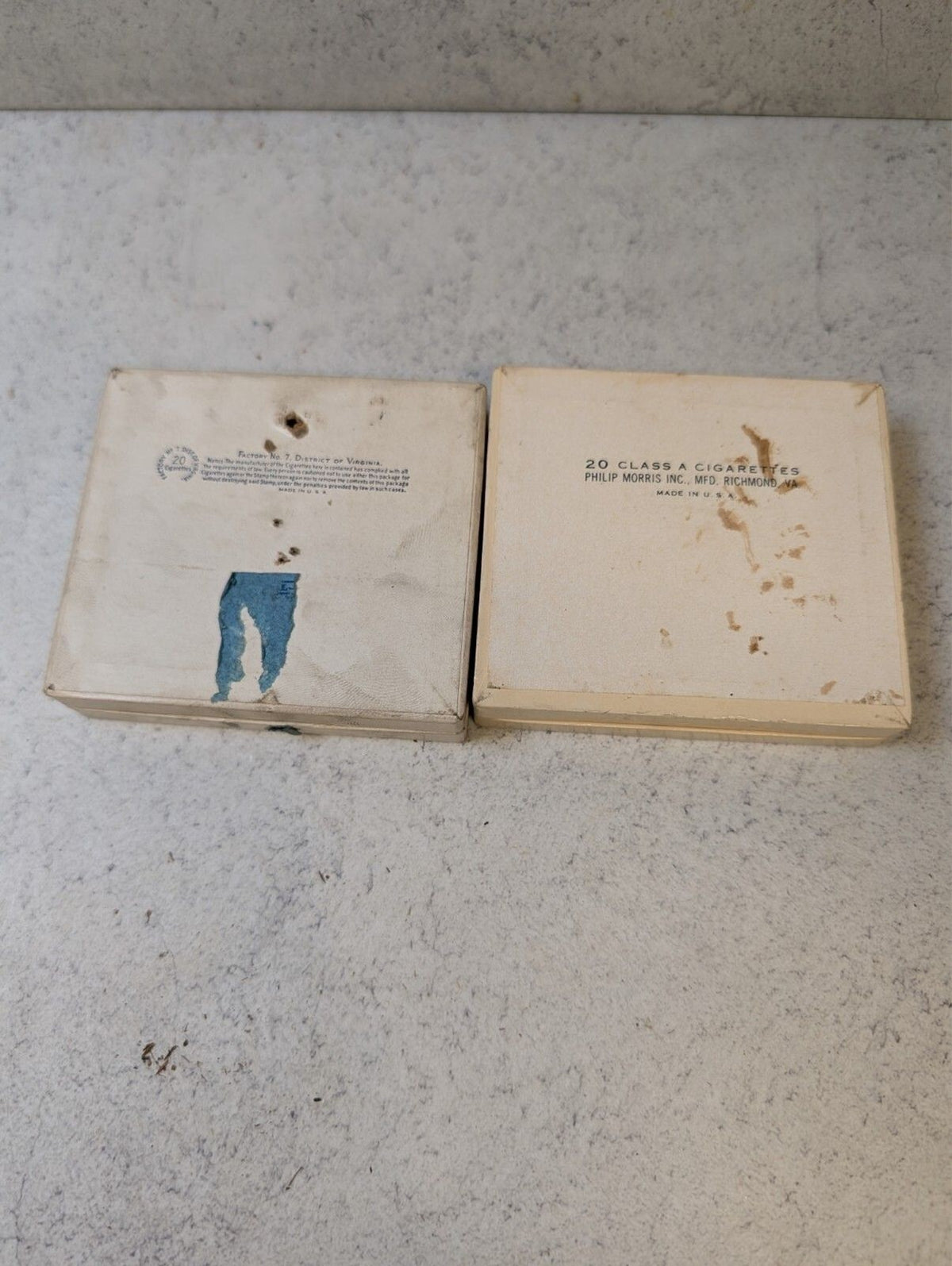 2 Vintage Philip Morris English Ovals Cigarette Cardboard Boxes