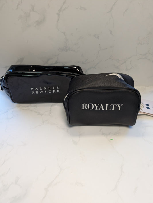 Barneys New York & Royalty Black Cosmetics Pouch Set of 2